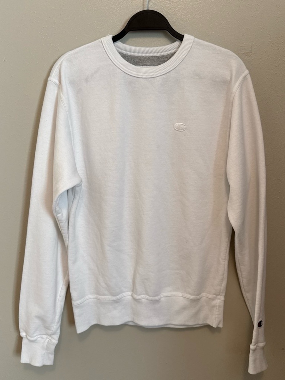 Champion Mens White Crewneck Sweatshirt
